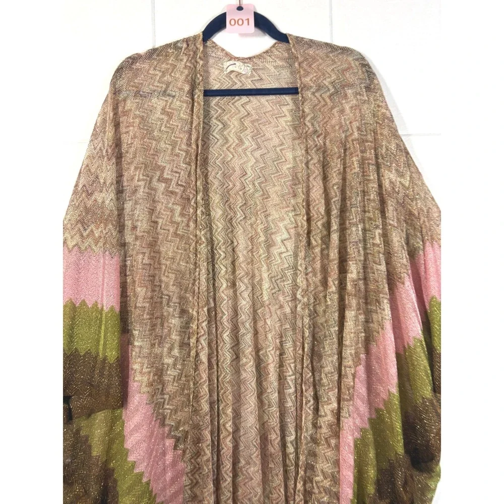 Free People Cairo Shimmer chevron Kimono Cardigan duster OS
